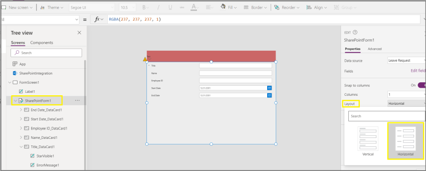 Create a Customized PowerApps Form